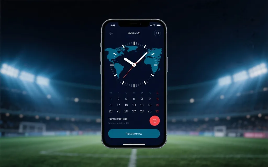 手机日历与世界时钟同屏,展示世界杯比赛跨时区换算